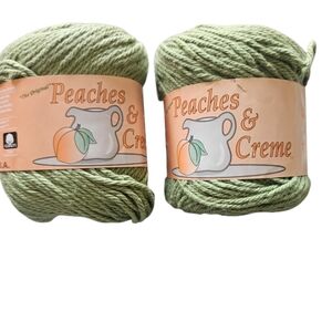 Peaches & Creme 100% Cotton Yarn 2.5 oz Sage (Lot of 2)